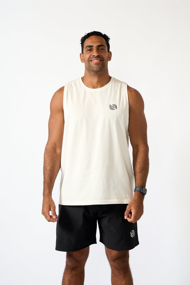 Beyond Men's White Cotton Sleeveless Top - Image 1